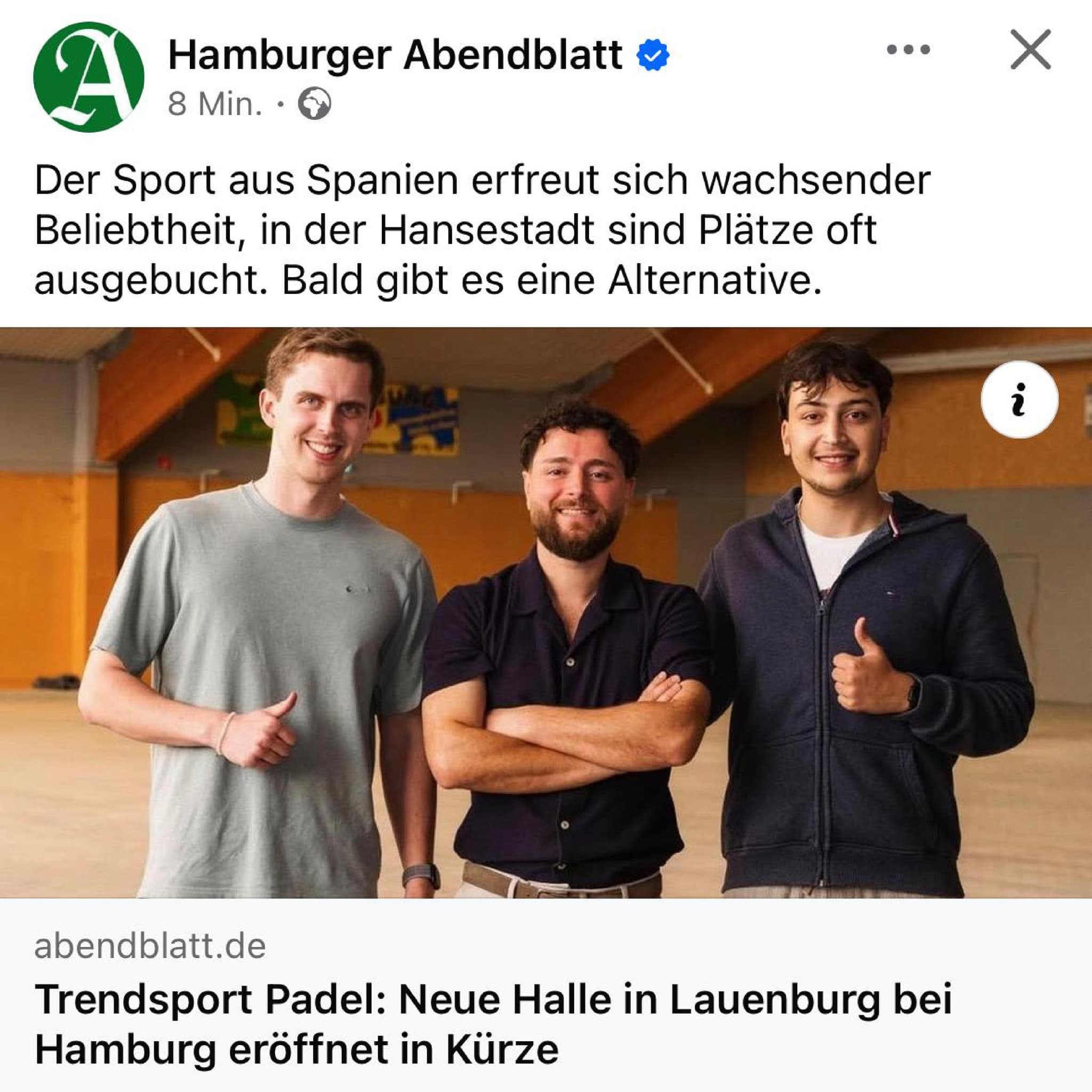 Pressebericht im Hamburger Abendblatt über Padel Atelier